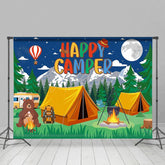 Aperturee - Aperturee Moon Night Wild Forest Bear Happy Camper Backdrop